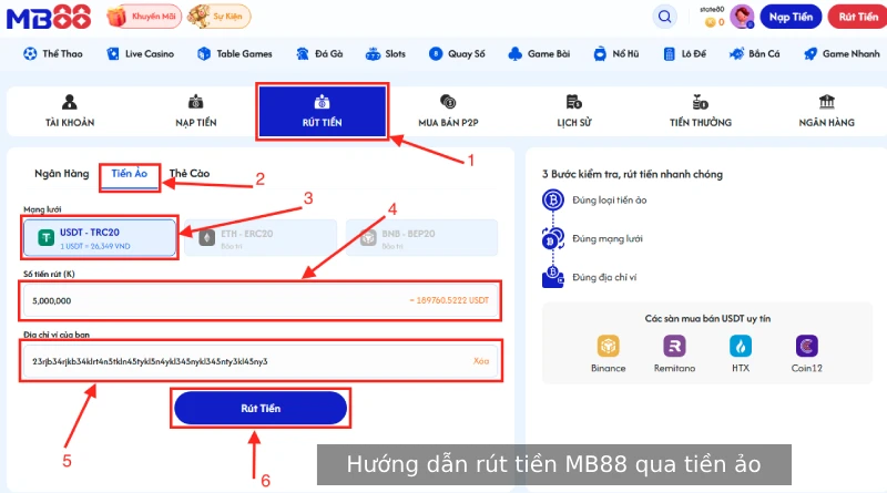 Hướng dẫn rút tiền MB88 an toàn nhanh chóng không chờ đợi lâu 3 Rút tiền MB88 qua thẻ cào