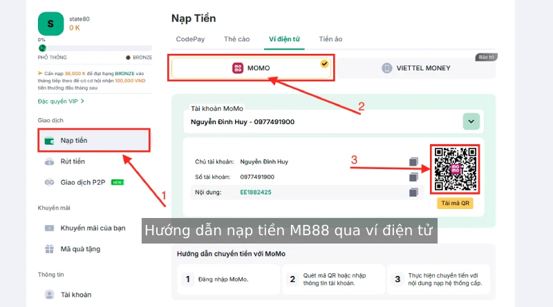 Hướng dẫn nạp tiền MB88 an toàn & nhanh chóng với nhiều phương thức 4 Cách nạp tiền MB88 qua ví điện tử