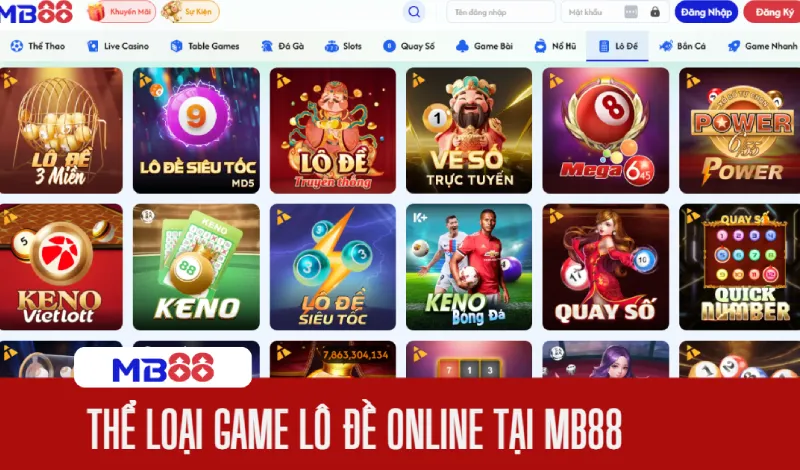 Lô đề online MB88 – Website chơi lô đề uy tín,trả thưởng 1 ăn 99 2 Các loại lô đề online tại MB88